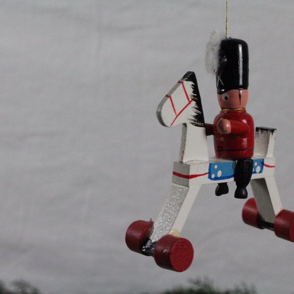 Vintage soldier and white horse ornament